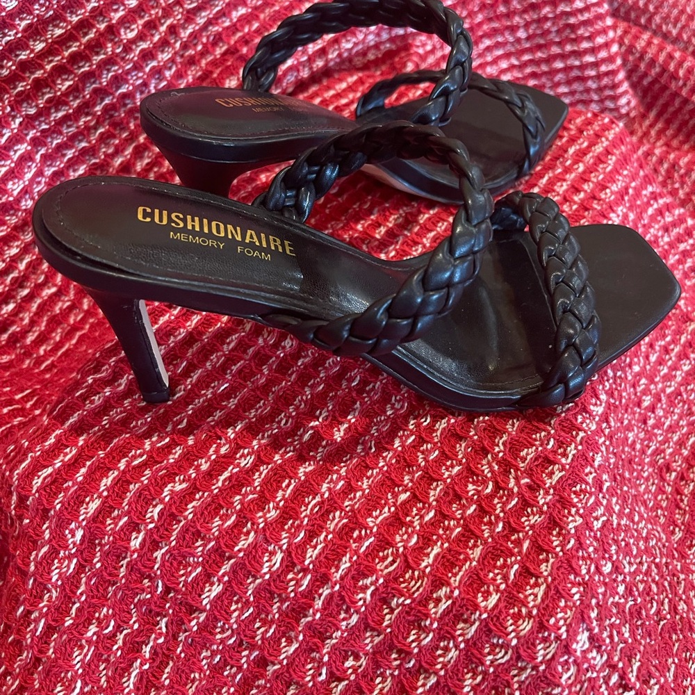 Cushionaire Black Braided Heels